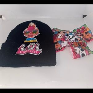 LOL Girls hat and bow barrette